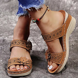 Crystal Thick Sole Slippers for Women Summer Flower Wedges Sandals Woman 2023 Non Slip Beach Shoes Ladies Plus Size