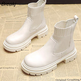 Women's Ankle Boots 2023 Fashion Slip on Black Female Punk Gothic Shoes Ladies Elegant Lolita Low Heels Short Sock Boots