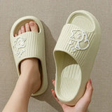 Women Soft Sole House Slippers 2024 Summer Beach Thick Platform Slipper Sandals Women Korean Eva Slippers Couple Home Flip