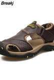 Men Sandals Genuine Leather Men Casual Shoes Outdoor Men Leather Sandals for Men Beach Shoes Roman Shoes Plus Size