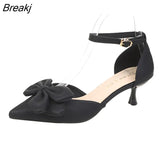 Women's Shoes Fashion 2023 New Low Heels Bow-knot Pointed Sandals Sexy Baotou Stiletto Party Light Sandalias De