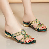 Women's Slippers In Summer Wear Crystal Diamond Sandals, Women's Sandals, Thick Heels, Bohemian Slippers, Full Of
