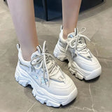 2023 New Spring Women's Chunky Platform Sneakers Lace Up Casual Sports Shoes Woman Fashion Thick Bottom Walking