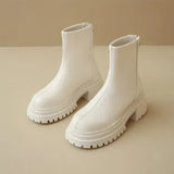 And Winter 2025 New Korean Version Of The Zip Chain Thin Round Head Plus Velvet Cake Thick English Style Martin