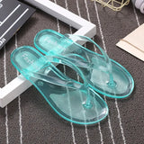 Beach Flat Clear Flip Flops Girls Transparent Slippers Female Jelly Shoes Plain Color Women's Flip-Flops Ladies