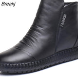 New 2022 Autumn Fashion Women Genuine Leather Boots Handmade Vintage Flat Ankle Botines Shoes Woman Winter