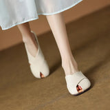 Semi-Slippers Women Wear 2024 New Korean Soft-Soled Soft-Soled French Sandals With Flat