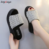 white pink slippers Flip Flops Women shoes Slippers Platform Summer Shoes Open Toe Wedges Sandals Ladies Shoes women