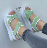 New Large-Size Thick-Soled Sandals Women's Flat-Soled Velcro Women's Beach