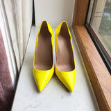 Curl Cut Women Solid Black Patent Pointy Toe High Heel Shoes Elegant Pumps Customize Stilettos Size 46 8cm 10cm