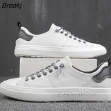 Genuine Leather Shoes Men Sneakers Cow Leather Shoes Fashion Male White Shoes Cool Young Man Fashion Sneakers