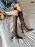 Design! Very Comfortable ~ Brown Pointed High Heels But Thin Knees, Skinny Boots, Thin Heels, High Elastic