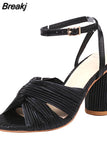 Dropship 2023 Summer Woman Sandals Chunky Heel Ankle Strap Lady Office Sexy Party Wedding Shoes Woman