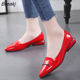 Elegant Red Pointed Toe Flat Shoes Women Patent Leather Flats Fashion Slip On Ladies Shoes Lady Slip On Ballet Office