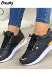 Mujer 2023 Women's Sneakers Platform Shoes Leather Stitching Casual Sneakers Women's Outdoor Running Vulcanized
