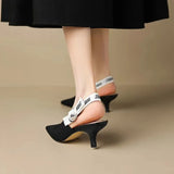 Toe Women Sexy Sandals Mid Heels Slingback Summer Slippers 2024 Fashion Luxury Pumps New Flip Flops Shallow Mujer