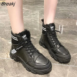 Bottom Chunky Sneakers New Warm Plush Winter Boots for Women Shoes Woman Lace Up Zipper Autumn Fur Ankle