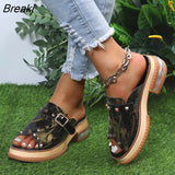 Sandals Women Shoes Snake Print Classic Casual Vacation Daily Open Toe Rivets Monk Buckle Comfortable Sandals Plus size