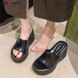 Sandals For Women Fashion Sexy Open Toe Wedges Slippers Outdoor Chunky Slipper Women's Summer Fish Mouth Slippers