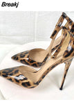 Print Sexy Women Pumps Shoes Women High Heels Pointed Toe Wedding Shoes 12cm Chaussure Femme QP023