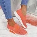 Women 2023Summer Fly Weave Rhinestone Flats Shoes Women Fashion Plus Size Sneakers Women Platform Casual Sport