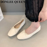 Fashion Candy Color Flats Ballet Shoes Women Female Ballet Round Toe Shallow Bow Knot Ballerina Soft Moccasin Zapatos