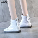 Fashion Women Boots Genuine Leather White Ankle Boots Female Casual Sneakers Plus Size Soft Bottom Double Zipper