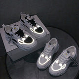 Reflective Platform Sneakers Women Shoes Korean Lace Up Sport Chunky Sneakers Mixed Color Women's Casual Vulcanize