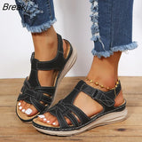 Women Wedge Sandals Summer Ladies Roman Sandals Open-toe Platform Flat Sandals for Woman Casual Outdoor Plus Size Beach