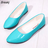 Women Candy Color Ballet Flats White Wedding Shoes Woman Flats Patent Leather Slip on Shoes Zapatos Mujer Ladies Boat