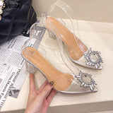 New Transparent Heel Women's Slippers Fashion Sexy Crystal Clear PVC Sandals Ladies Summer Gladiator Banquet Women