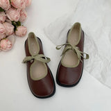Low Heel Leather Shoes for Women Round Toe School Mary Janes Pumps Fashion Shallow Dress Shoes Soft Sole Single