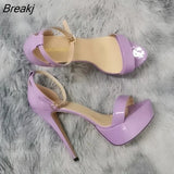 Newest Women Sandals Sexy Open Toes 14cm Supper High Heels Platform Party Wedding Shoes Plus