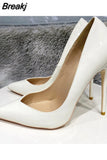 concise elegant shoes 10cm 12cm super high stiletto heel pointed toe office daily wear women Cleavage pumps black