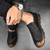 Size 38-46 Genuine Leather Shoes Men Handmade Shoe Casual Loafers Soft Breathable Flats Shoes Men's Moccasins for