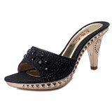 Women Sandals Rhinestone Women Shoes Sexy High Heels Shoe Ladies Sandalias Gold Silver Women Slippers Heeled Sandals