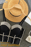 Rhinestone Decoration Crop Tops for Women Sexy Corset Tank Top Luxury Sparkle Push up Bra Fashion Club Outfits New