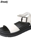 Open Toe Platform Wedge Sandals Ladies Summer Buckle Beach Shoes Sexy Leather Fashion Casual Plus Size