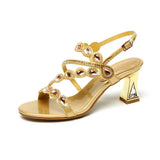 Sandals Women's Summer 2024 New Fashionable Crystal High Heels Set With Diamonds Comfortable Rough Heels For Women's