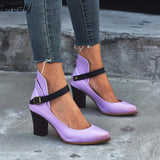 Women Pumps Fashion Women Shoes Party Wedding Super Square High Heel Thick Heel Purple Khaki Ladies