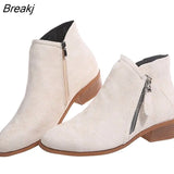 Women's Riding Short Boots Pu Leather Thick Heel Pointed Head 2023 New Autumn Platform Side Zipper Fashtion Women's Casual