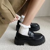 Loafers Lolita Flat Shoes Women College Leather Platform High Quality Shoes Style School Girls Jk Uniform Thick Sole