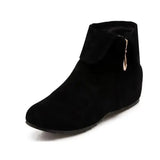 Ankle Boots Winter Shoes For Women Flat Heel Zipper Boots-Women Round Toe Low 2024 Rubber Over-the-Knee Ladies Autumn PU