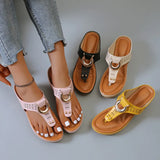 Breakj Size Slope With Hollow Toe Slippers Female Thick Bottom Buckle Lightweight Beach