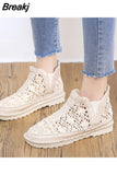 Women's Breathable Mesh Summer Shoes Lace Walking Shallow New Solid Non Slip Casual Shoes 35-40 HOT