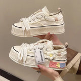 Womens Flat Sneakers New Style Breathable Floral Canvas Shoes Autumn Thick Platform All-match Student Sneakers Zapatillas