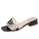 Breakj Slippers Women's Fashion Wear 2025 New Korean Version Of Women's Cool Slippers Metal Buckle Thick High And Cold