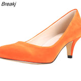 Women Pumps Sexy High Heels Shoes Flock Pointed Toe Red Wedding Pump Woman Casual Slip-on Dress Shoe