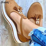 Summer Fashion Women Casual Shoes Fringe Buckle Ladies Sandals Outdoor Sports Height Increase Closed Toe Comfort