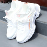 Mesh Vulcanize Shoes Women Breathable Sneakers Hollow Student Flat White Tennis Female Round Head Spring Fashion